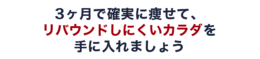 3ヶ月で確実に痩せて、 リバウンドしにくいカラダを 手に入れましょう